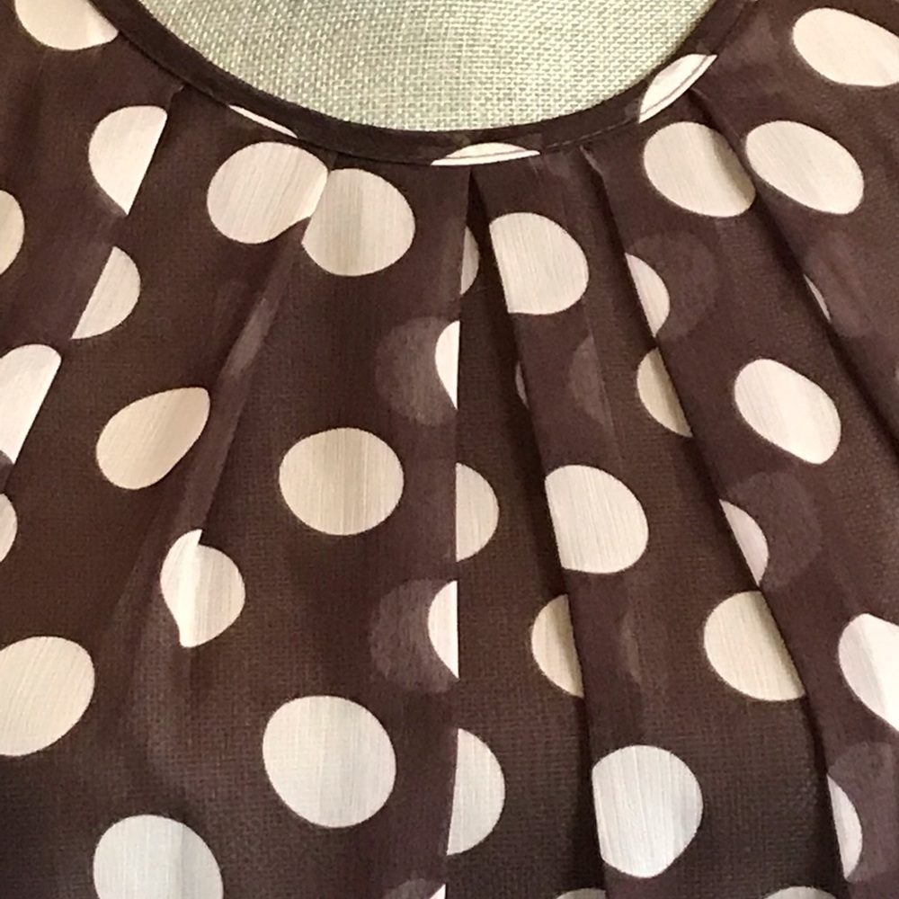 Brown Polka Dot Sleeveless Blouse
